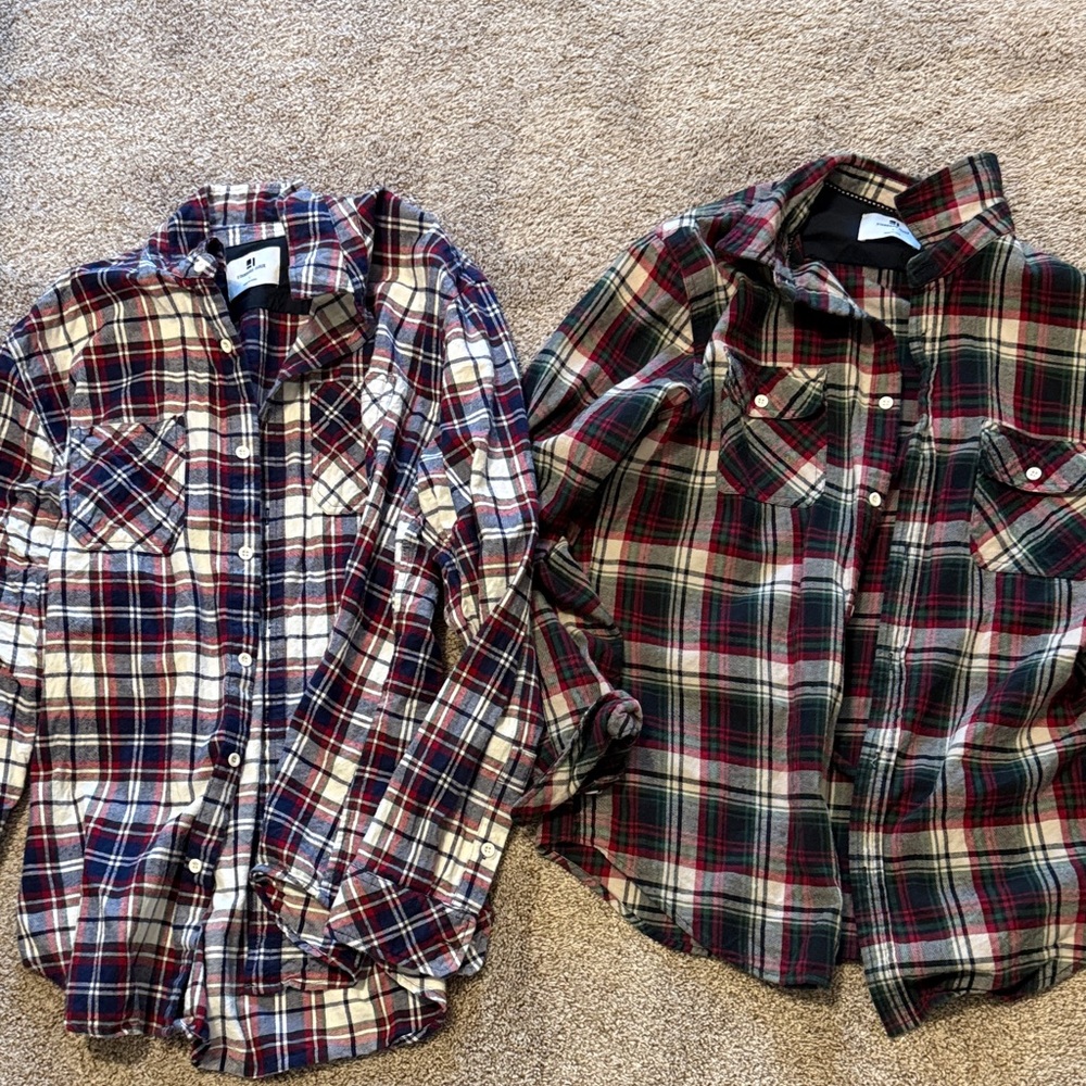 Standard Issue Plaid Button Down Shirts - Navy and Red and green